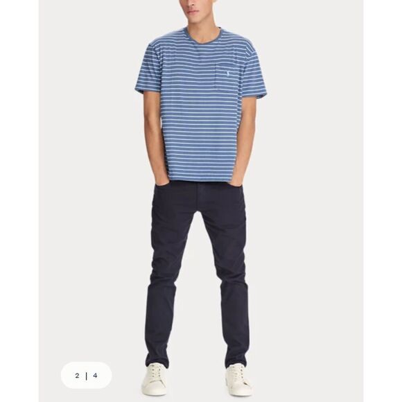 Polo Ralph Lauren Men's Blue Striped Classic Fit Pocket Cotton T-Shirt, M - Picture 1 of 10